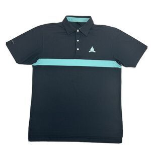 Dunning Golf Shirt Men's XL‎ Black Teal Stripe Polo Congressional Country Club